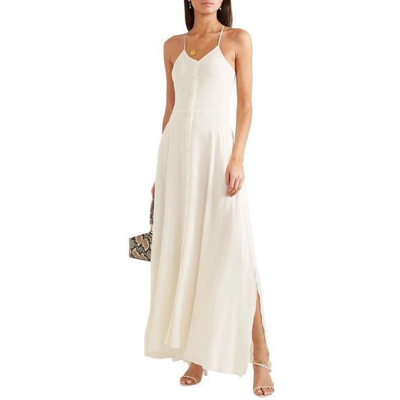 Deitas Designer 100% Silk Maxi Dress | color Ivory - Picture 6 of 9